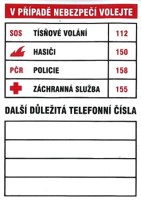 Tísňová volání samolepka Promistry.cz
